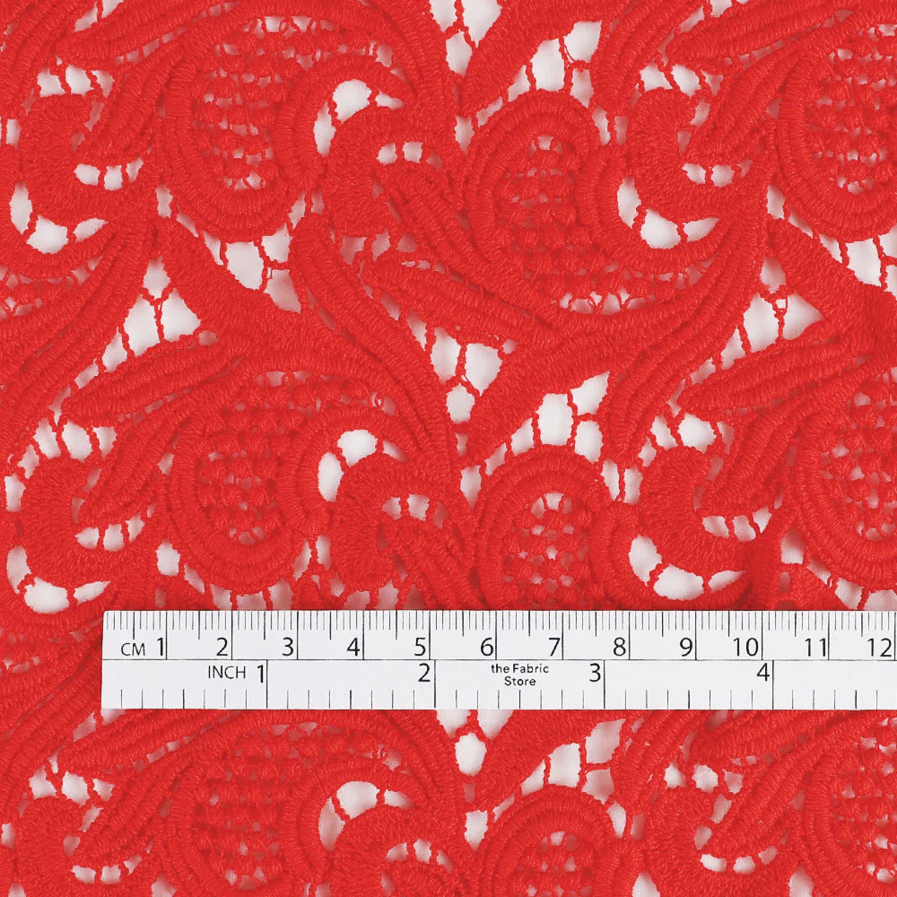 Guipure Cotton Lace - Red - Image 4