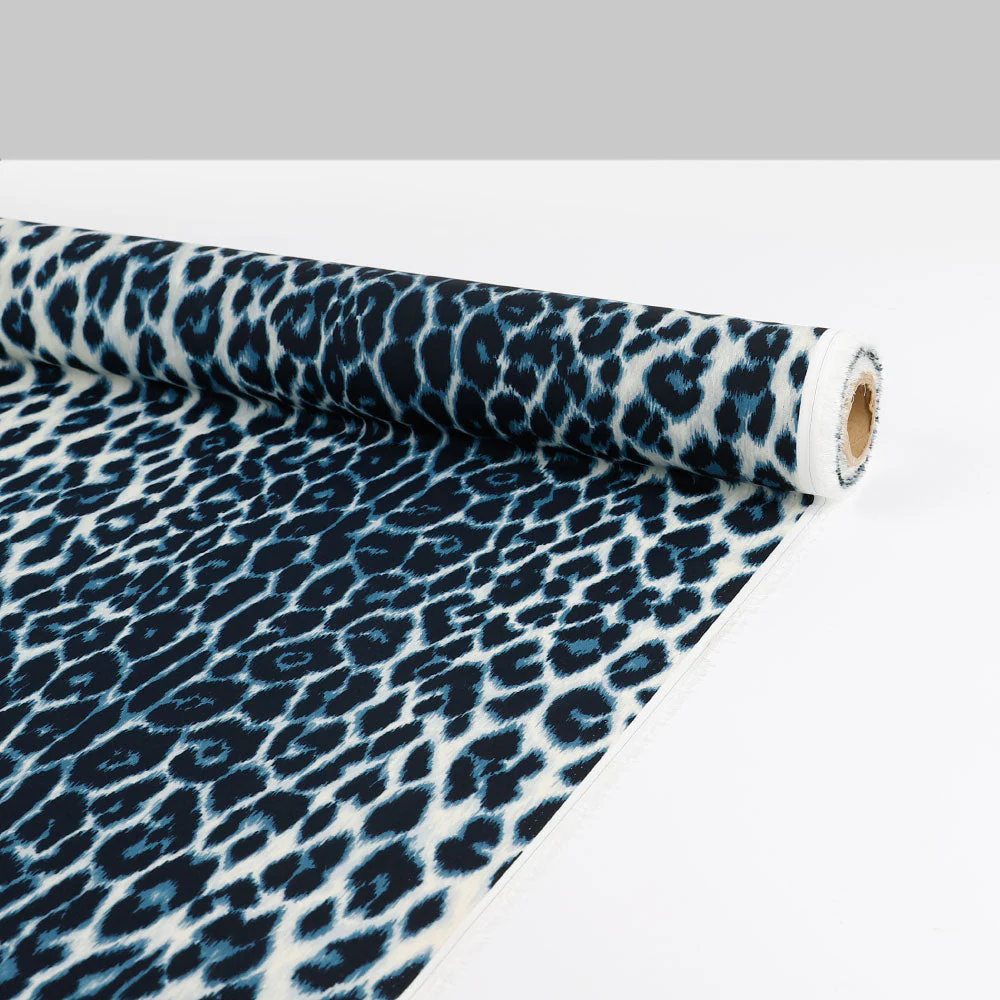 Leopard Poly Crepe - Blue - Image 3