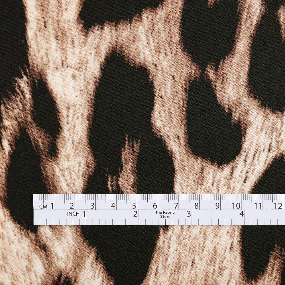 Leopard Print Poly Satin - Brown - Image 4