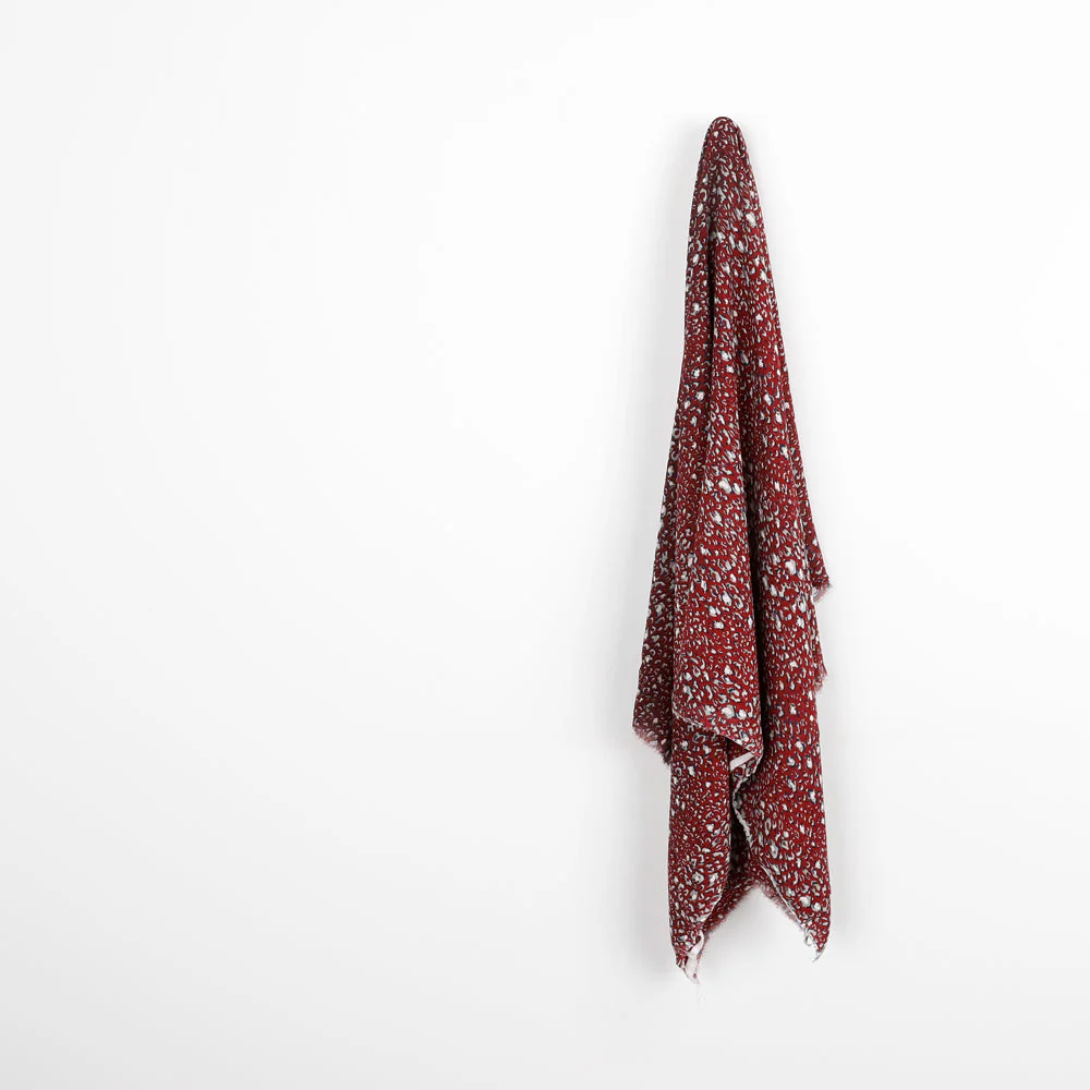 Leopard Print Viscose Georgette - Maroon - Image 2