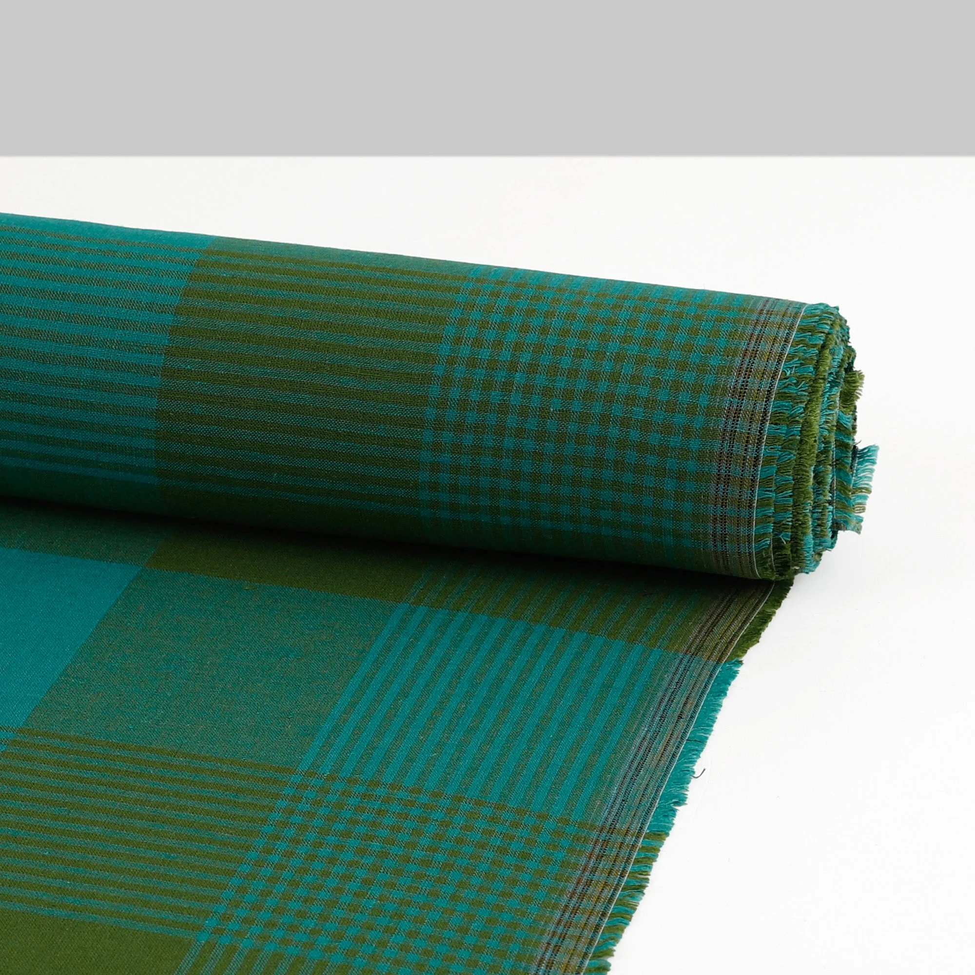 Lightweight Linen/Viscose Check - Rockpool - Image 4