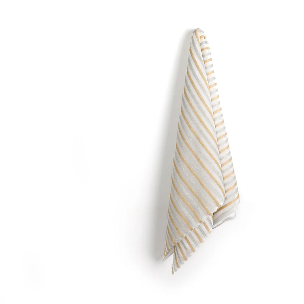 Metallic Weft Stripe Silk - Ivory - Image 2