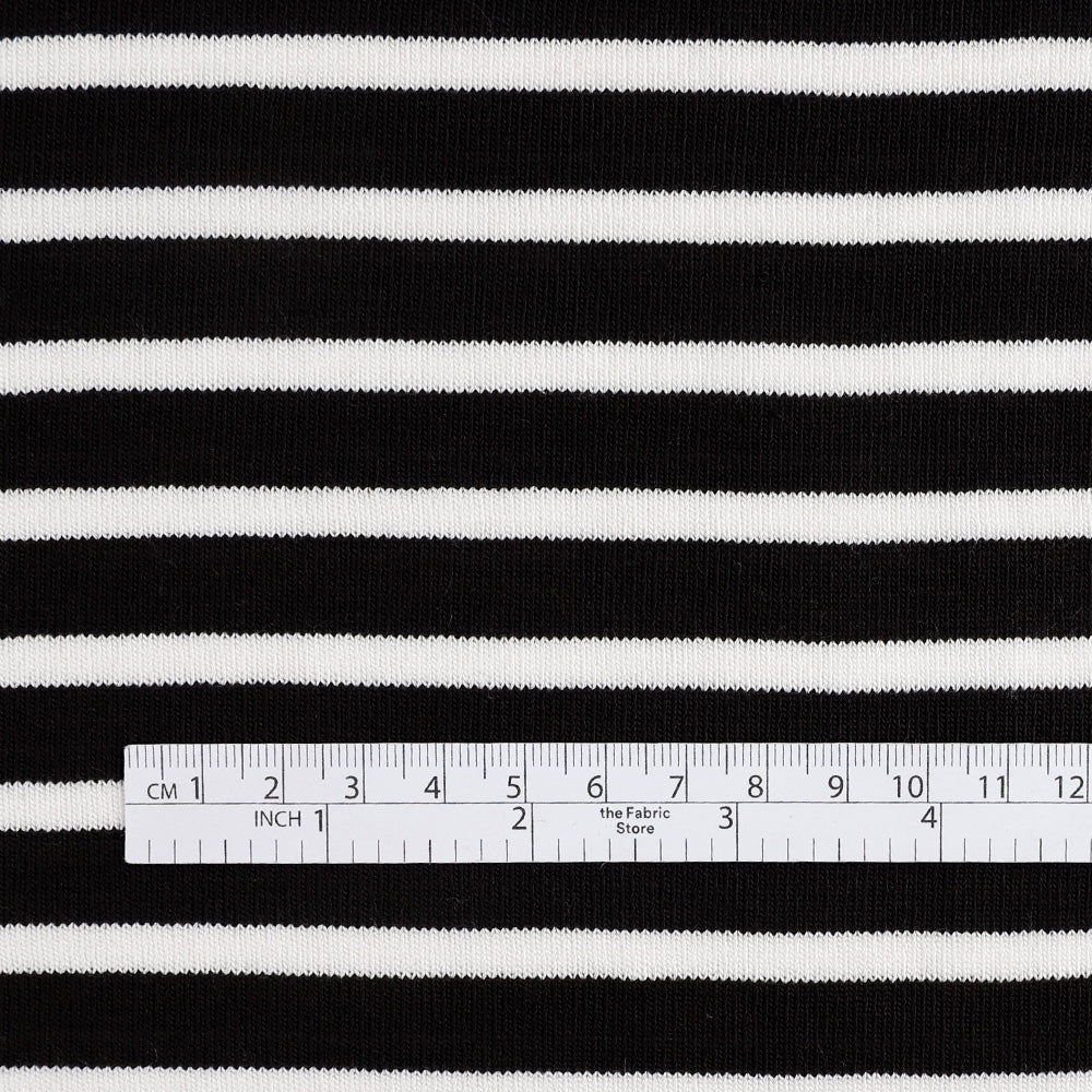 Midweight Stretch Tencel Stripe Jersey - Black/White - Image 4