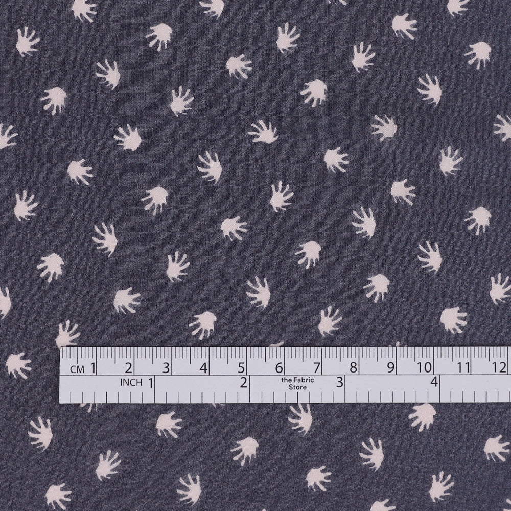 Mini Palm Leaf Silk Georgette - Navy - Image 4