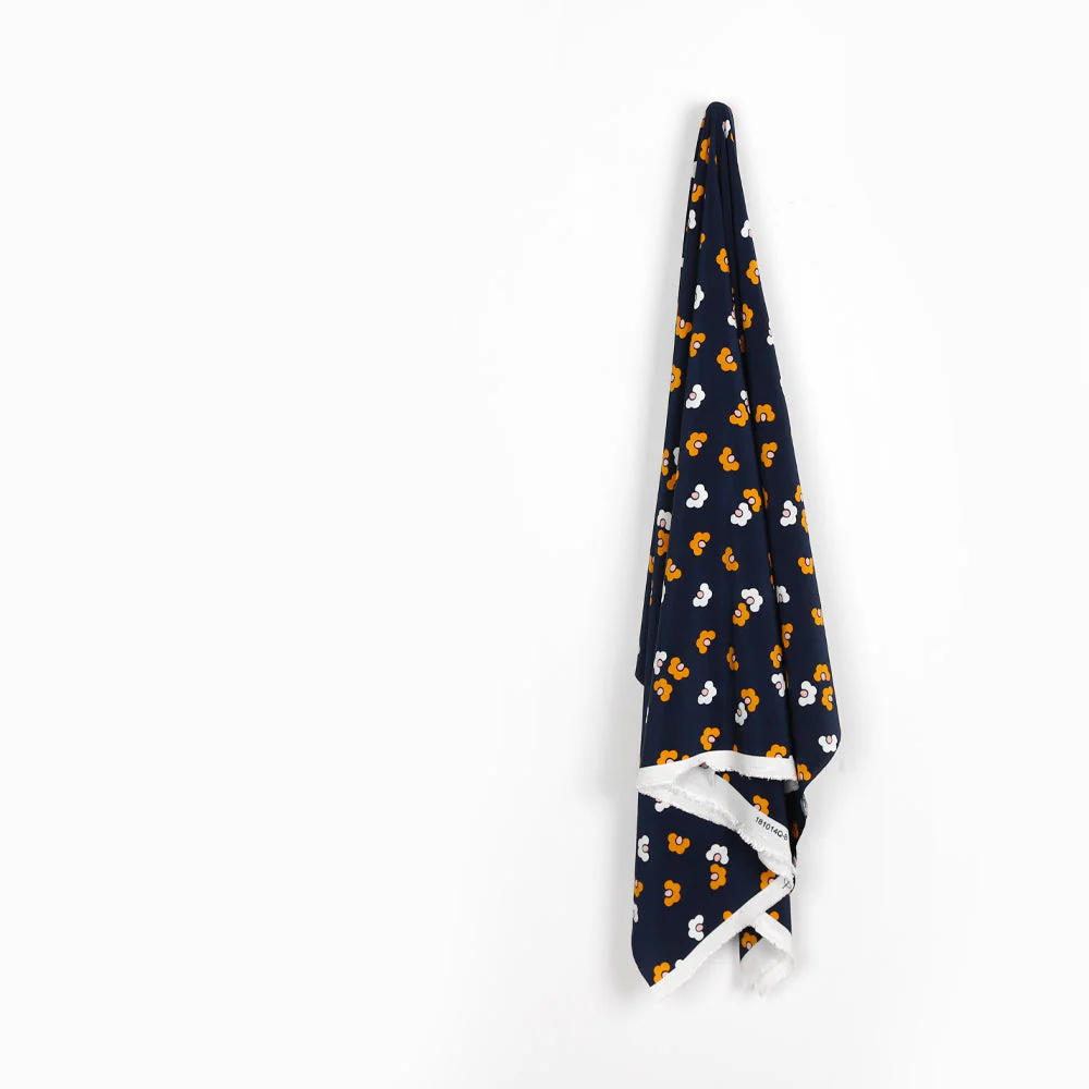 Mod Flower Viscose Crepe De Chine - Navy - Image 2