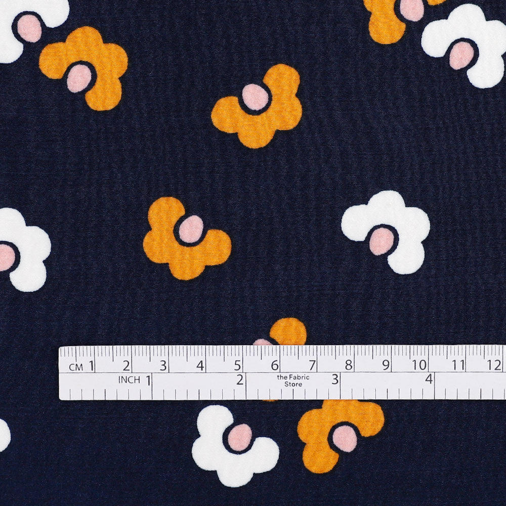 Mod Flower Viscose Crepe De Chine - Navy - Image 4