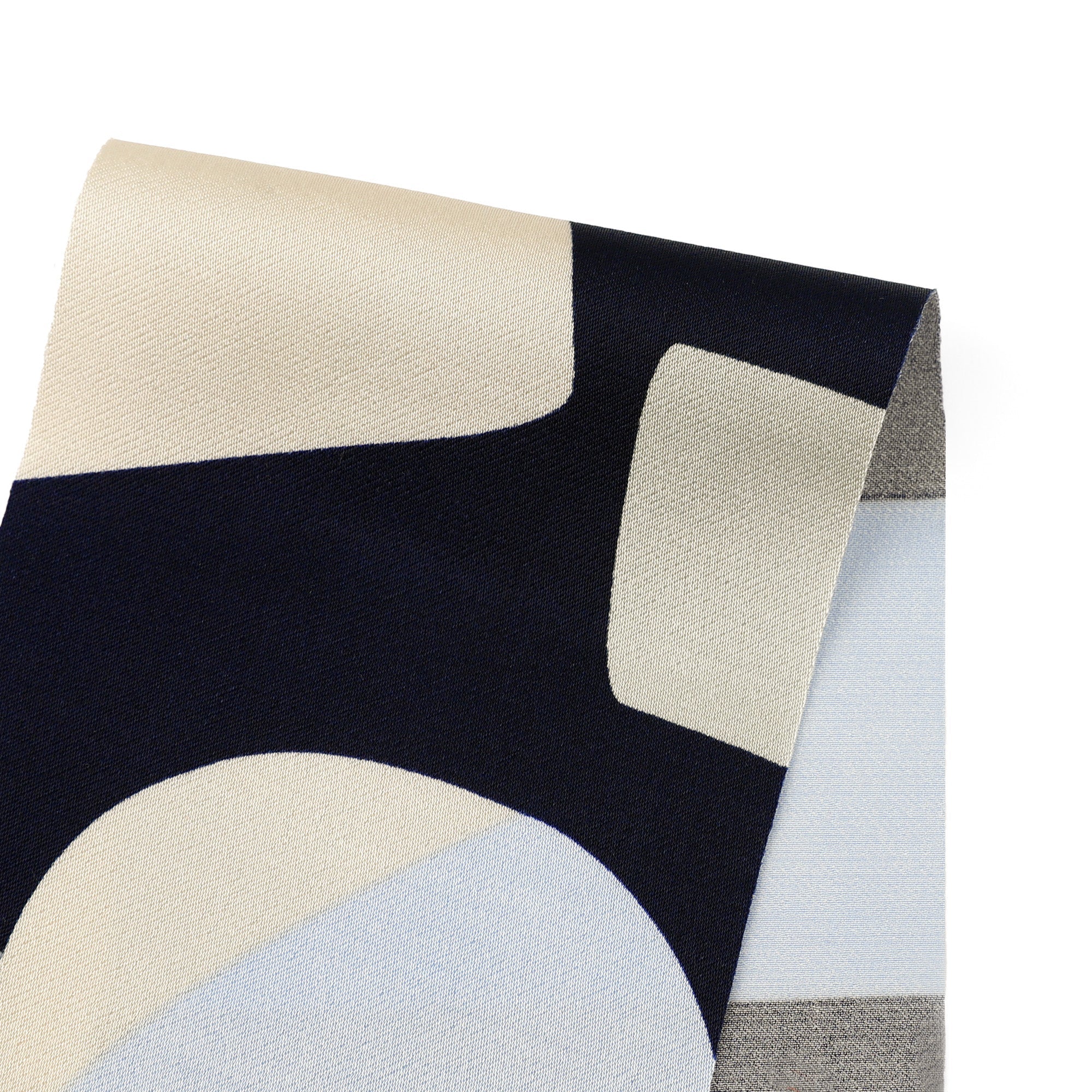Mod Shapes Viscose Satin - Sky Navy