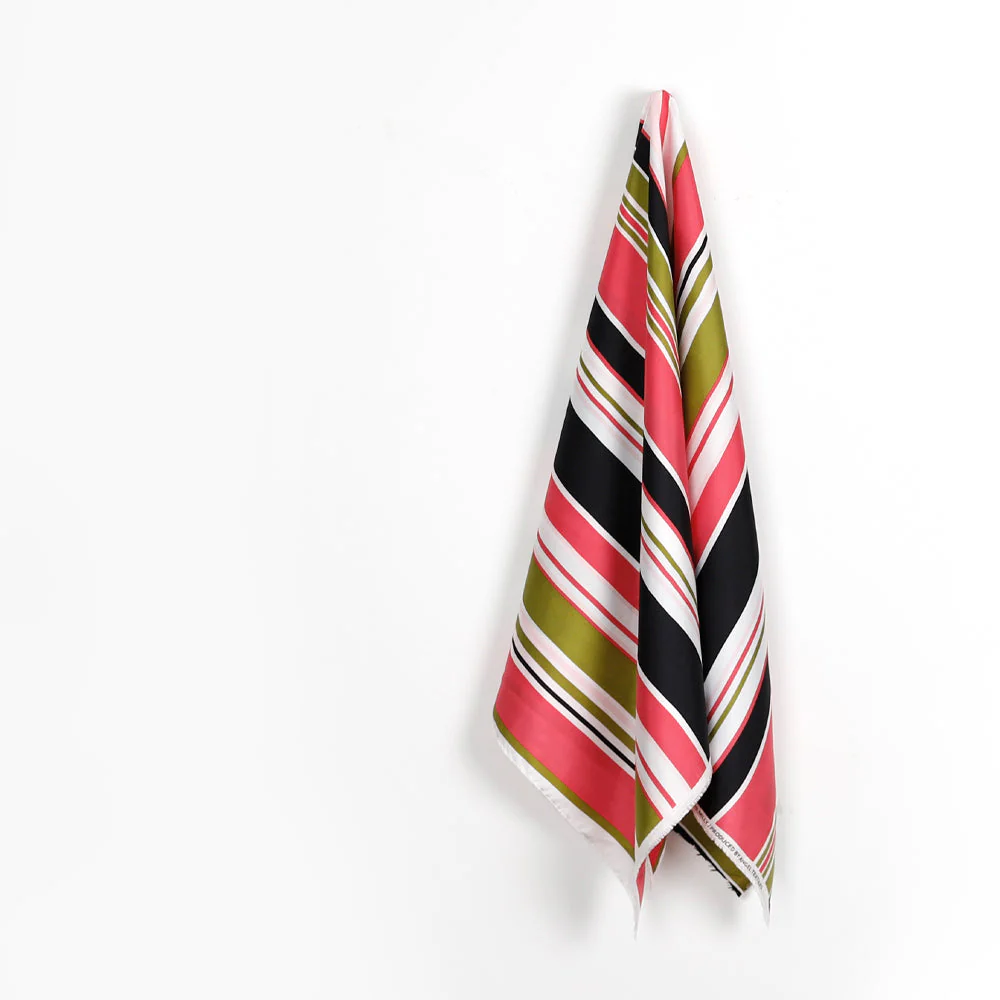 Multi Stripe Silk Twill - Strawberry Patch - Image 2