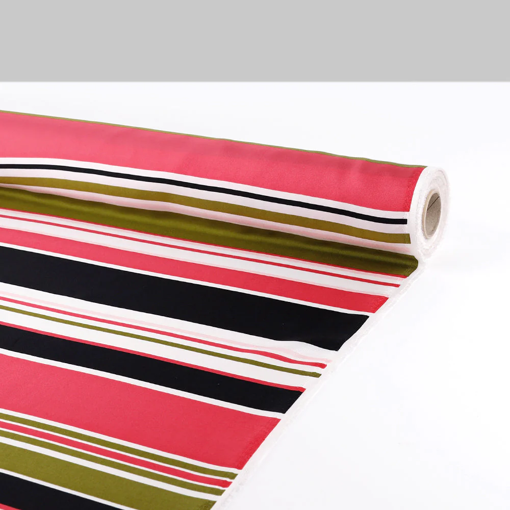 Multi Stripe Silk Twill - Strawberry Patch - Image 3
