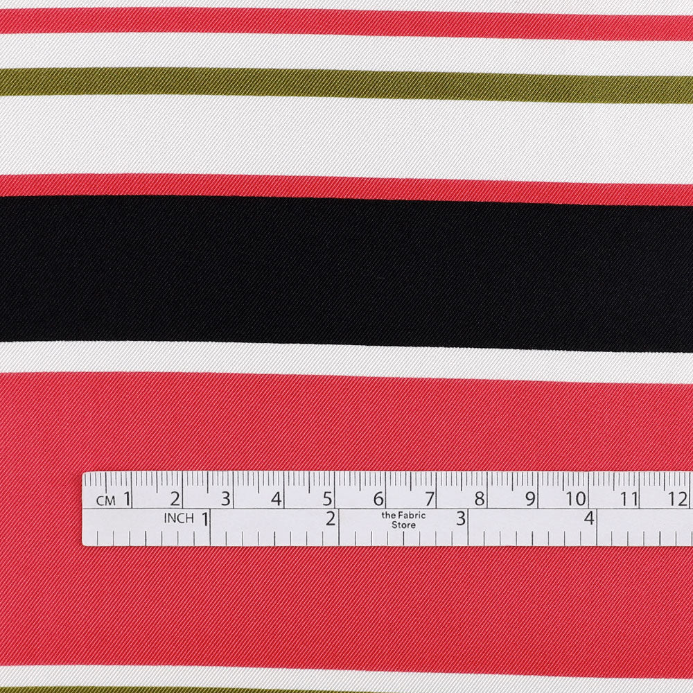 Multi Stripe Silk Twill - Strawberry Patch - Image 4