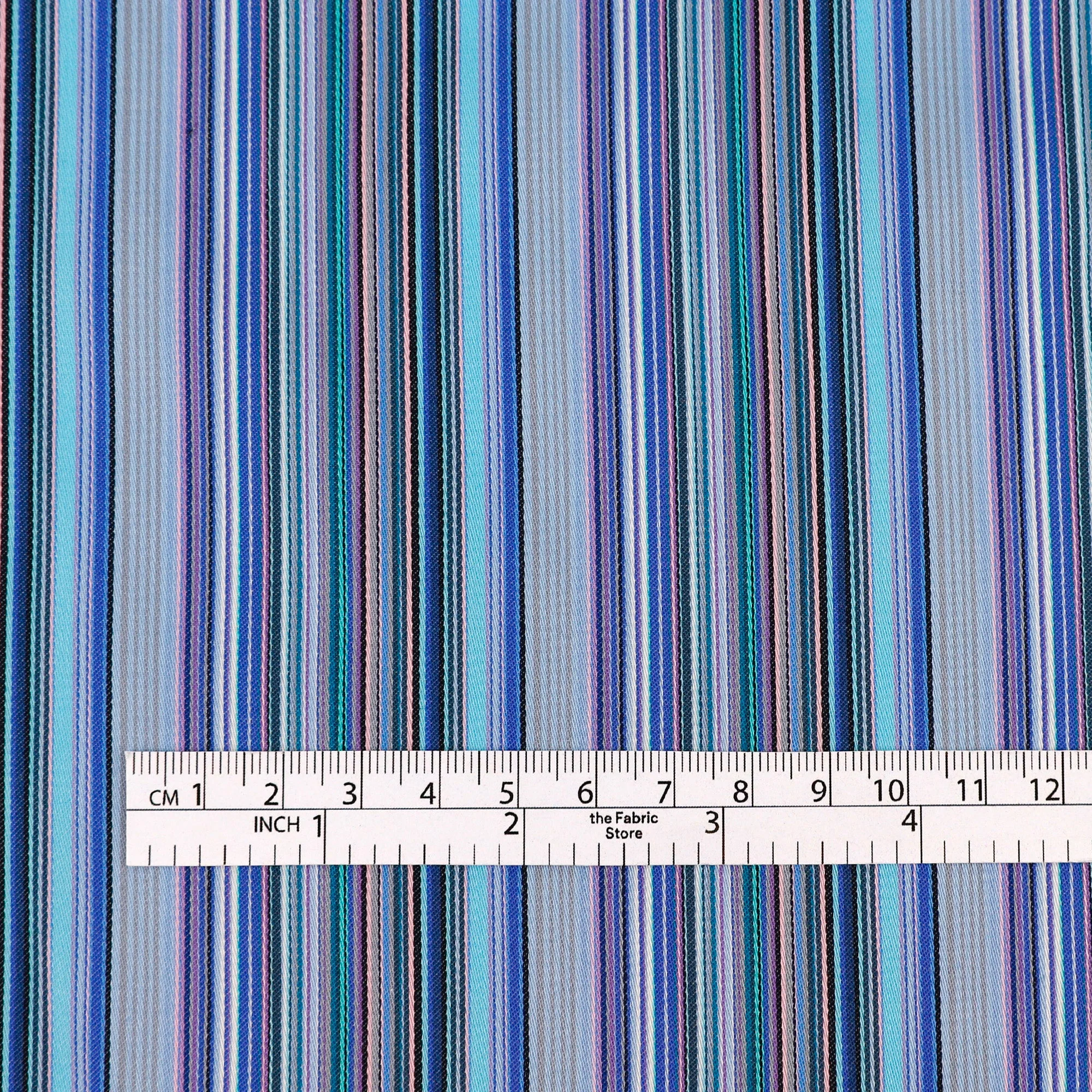 Multi Stripe Stretch Cotton Sateen - Dusk - Image 4