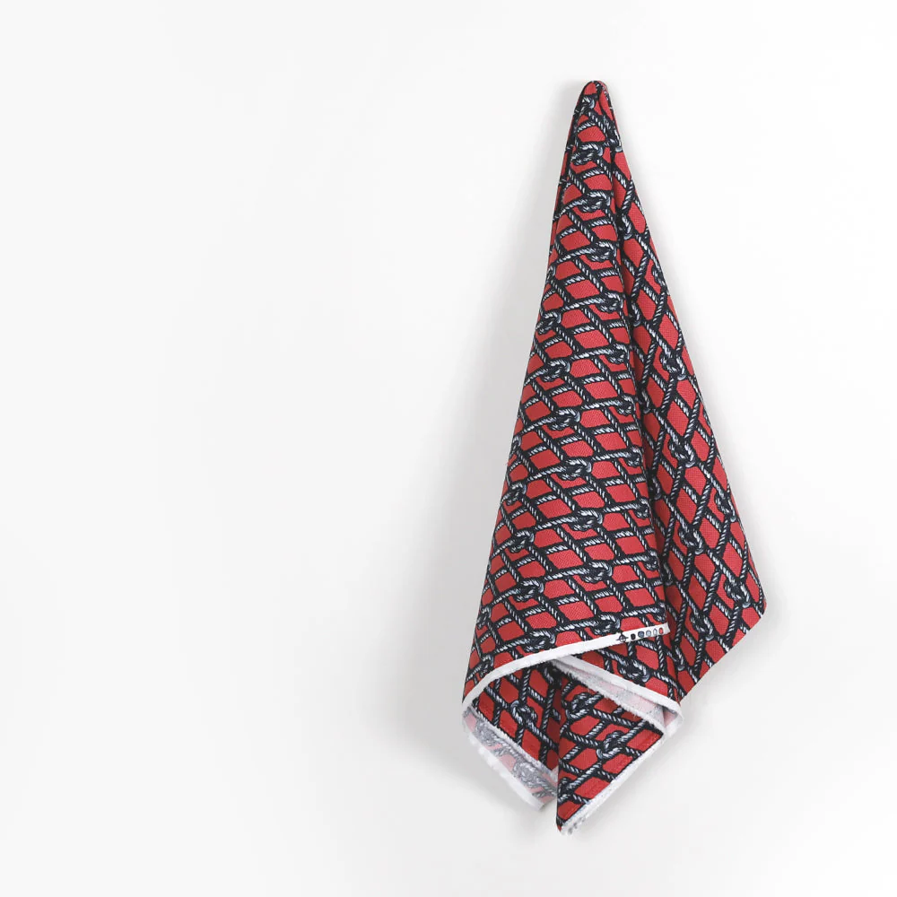 Nautical Knot Textured Cotton - Carmine - Image 2