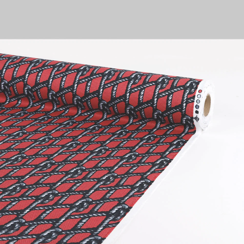 Nautical Knot Textured Cotton - Carmine - Image 3