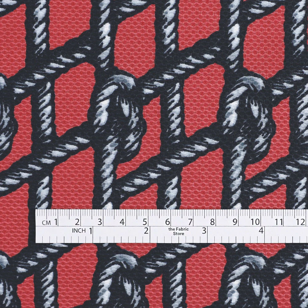 Nautical Knot Textured Cotton - Carmine - Image 4
