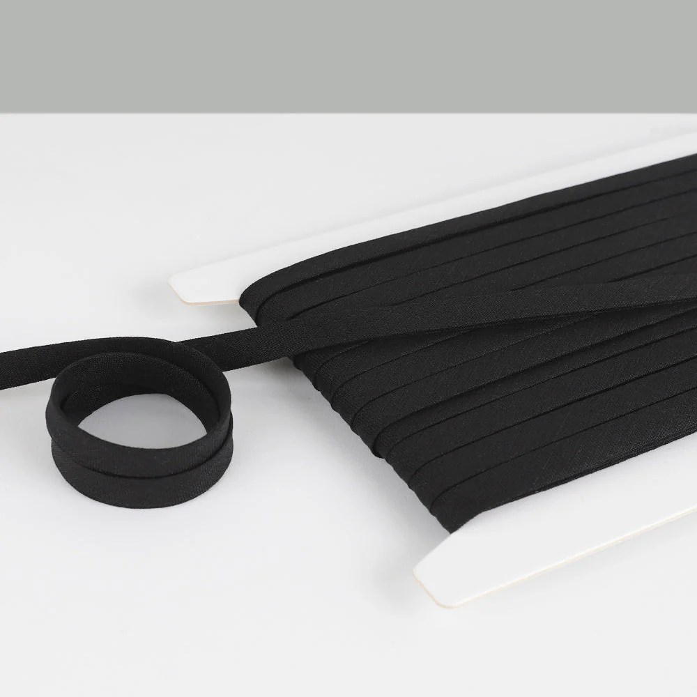 Organic Linen Bias Binding - Black