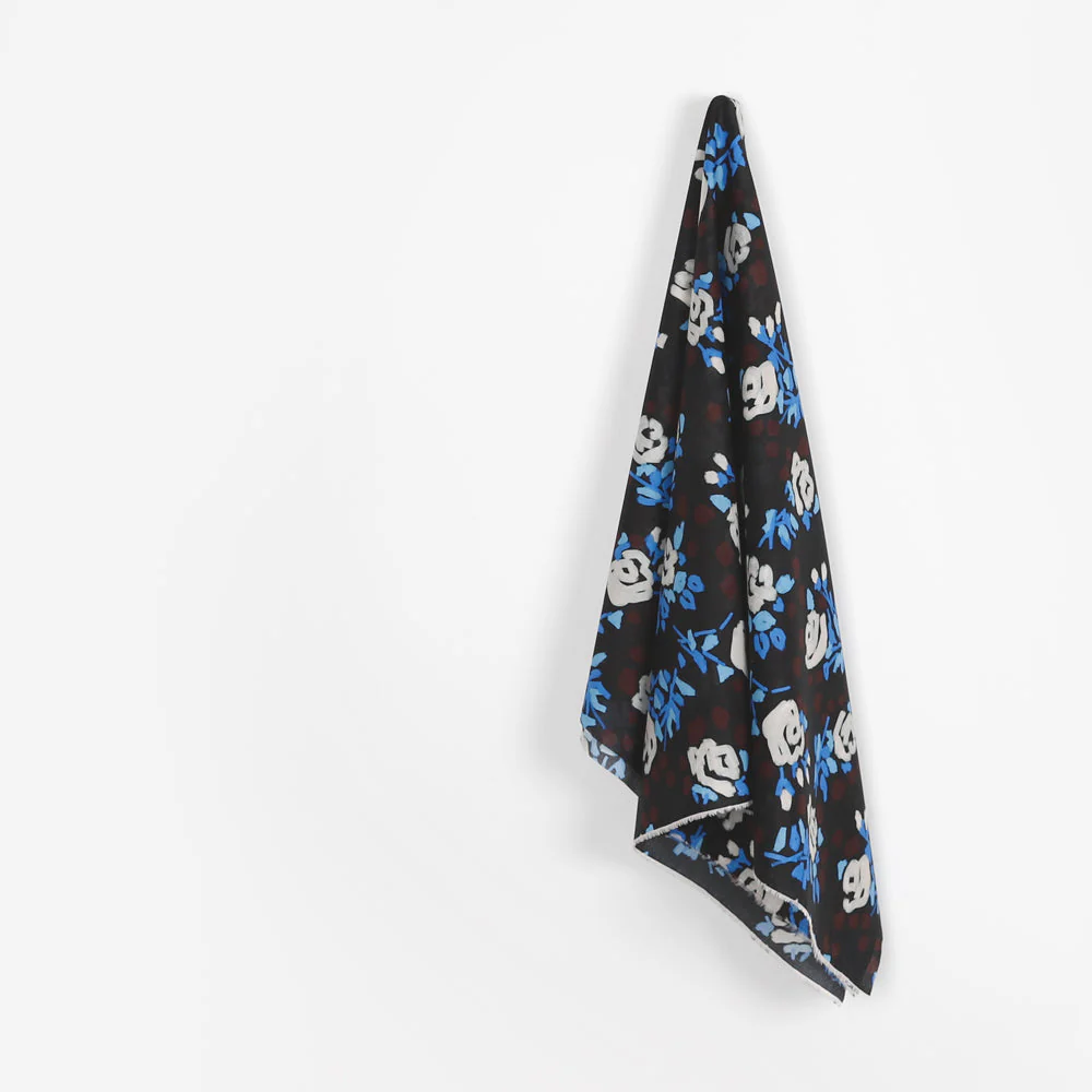 Painterly Rose Cotton Voile - Cornflower - Image 2