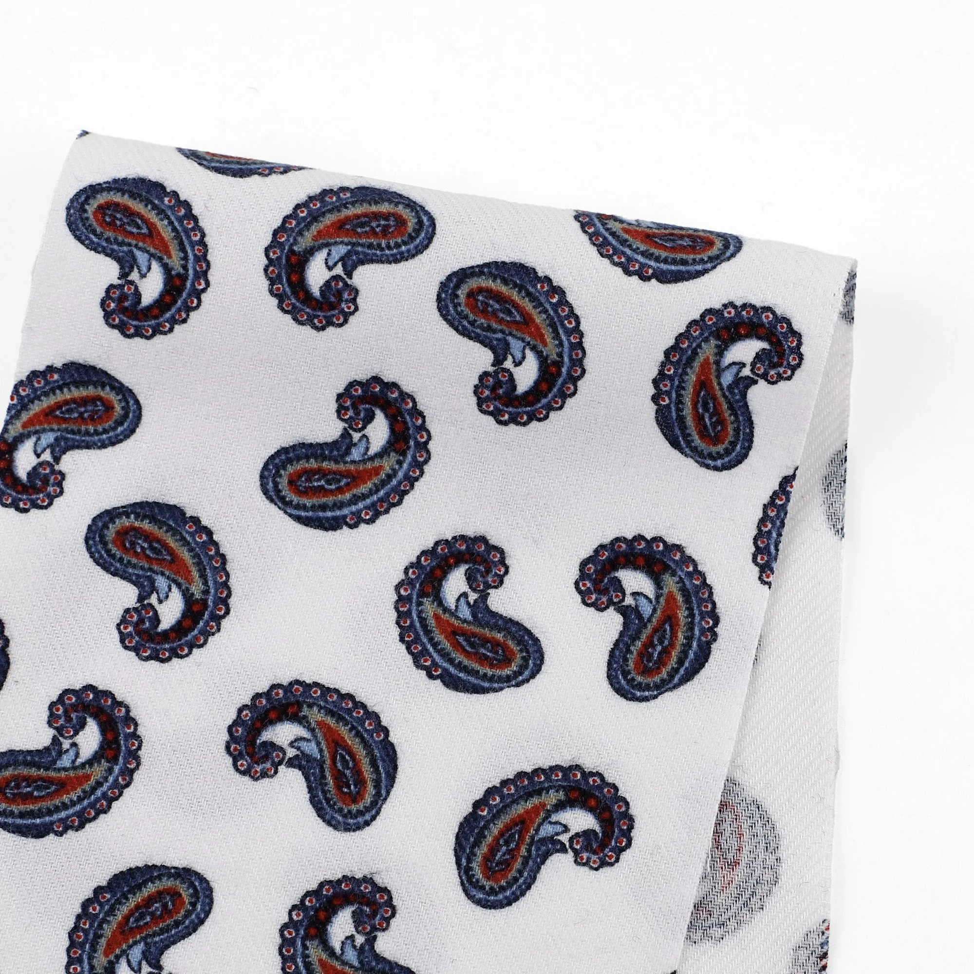 Paisley Brushed Cotton Twill - White