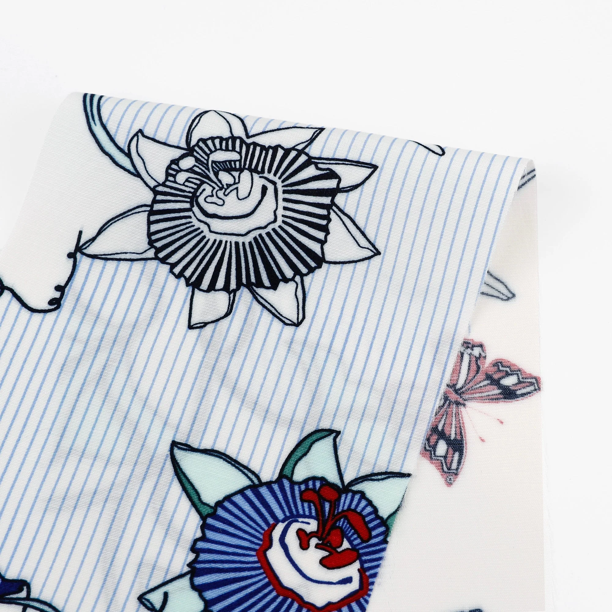 Passionflower Butterfly Viscose Challis - White