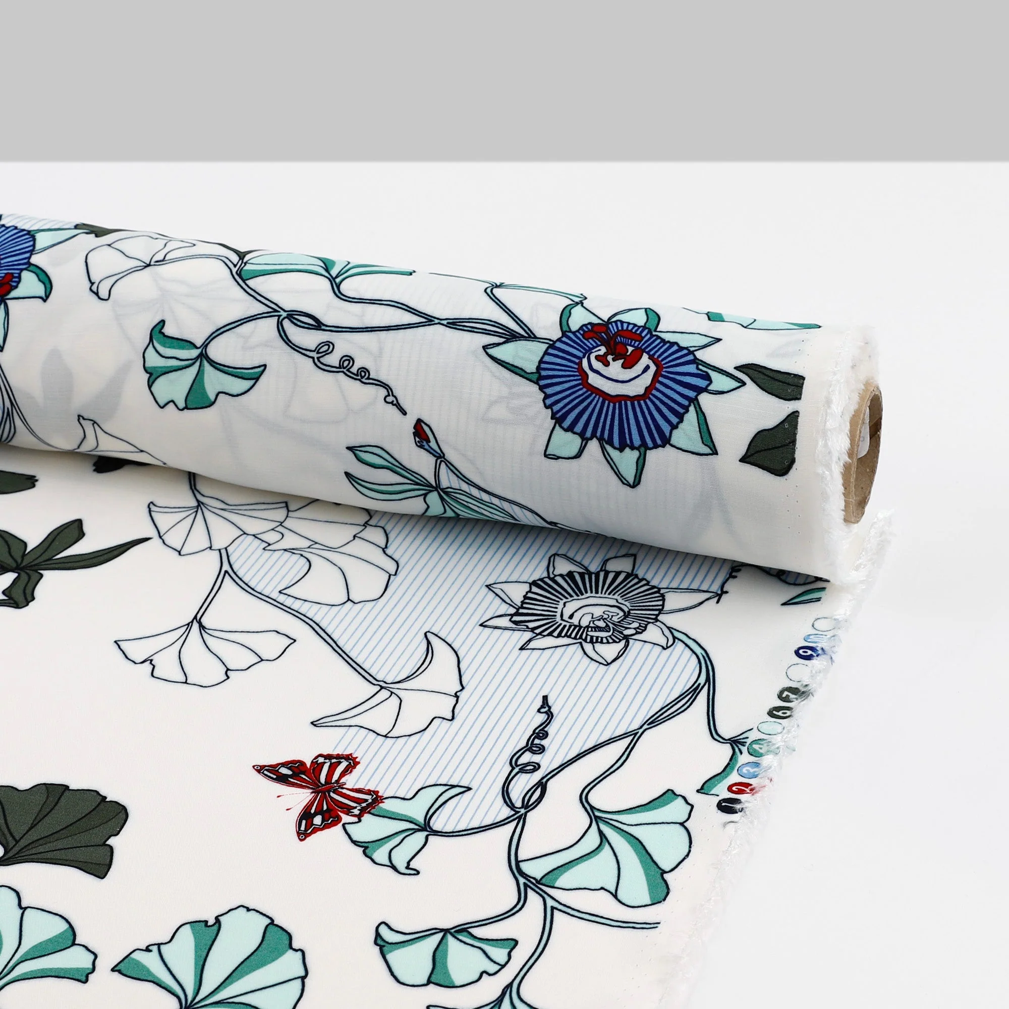 Passionflower Butterfly Viscose Challis - White - Image 3