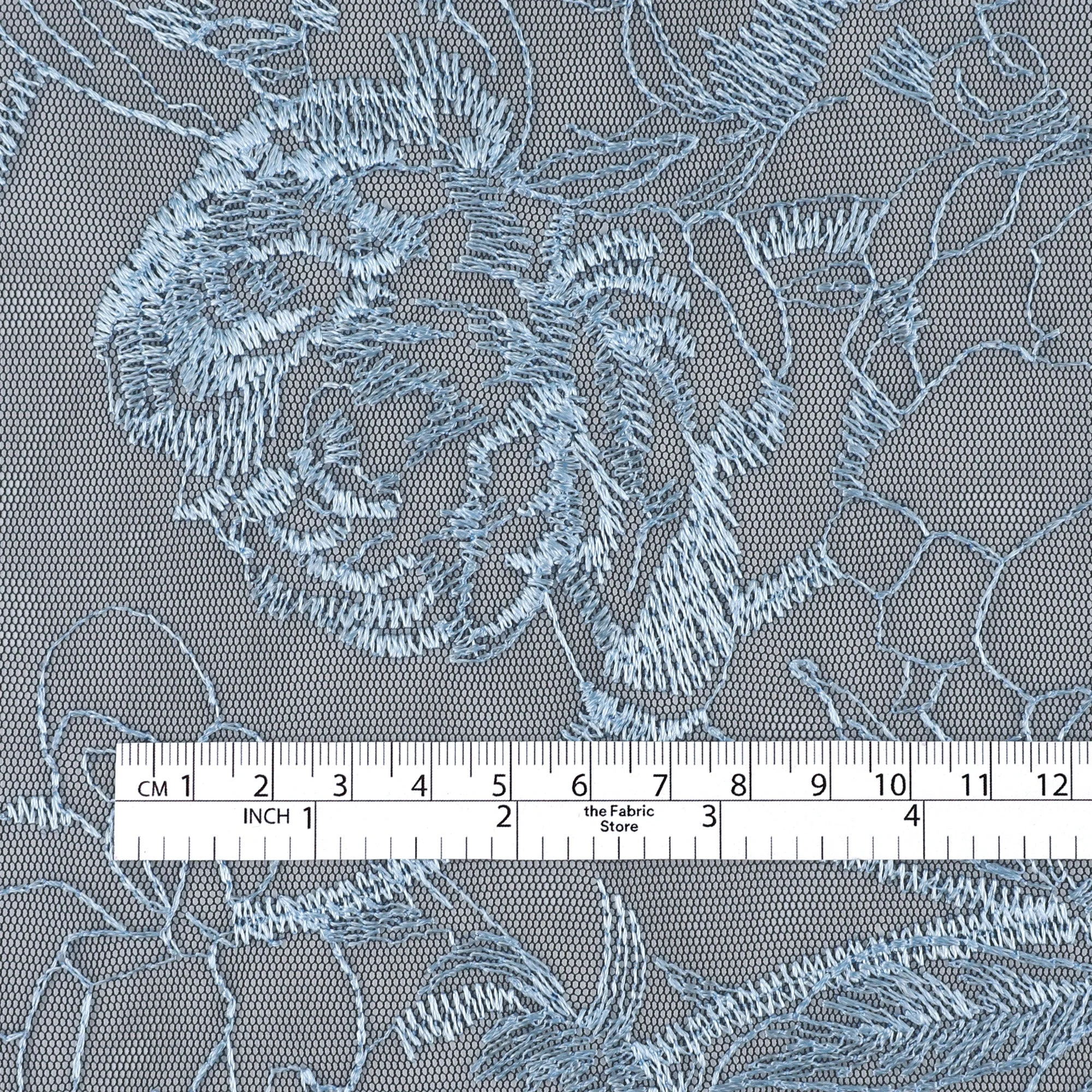 Peony Embroidered Tulle - Navy/Powder - Image 2