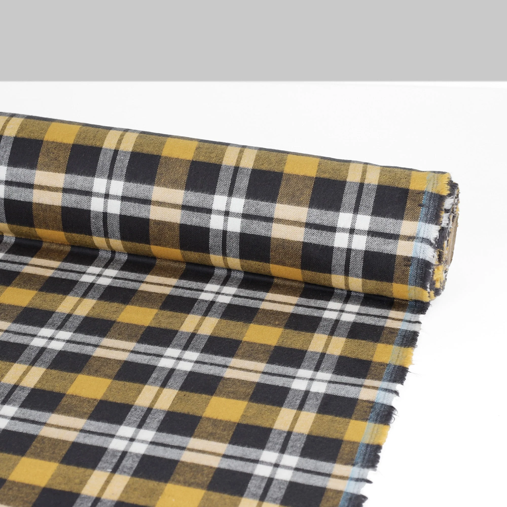 Plaid Brushed Twill - Grey Mustard - Image 3
