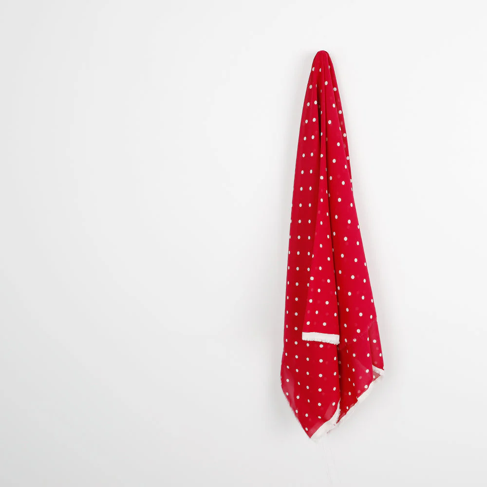 Polka Dot Viscose Georgette - Fuschia - Image 2