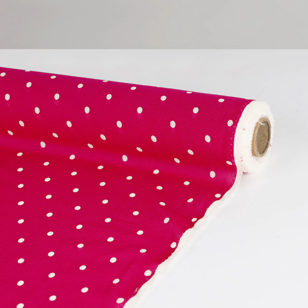 Polka Dot Viscose Georgette - Fuschia - Image 3