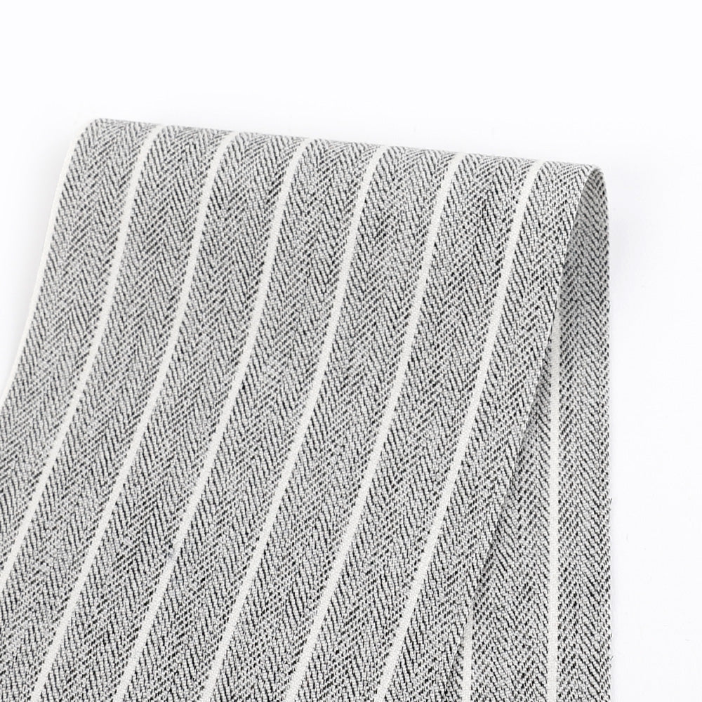 Poly/Cotton Herringbone Stripe - Granite