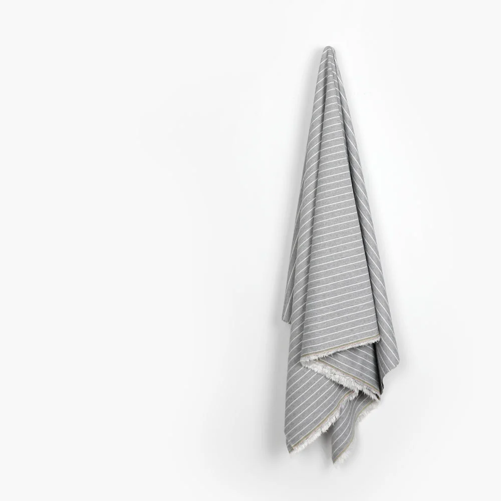 Poly/Cotton Herringbone Stripe - Granite - Image 2