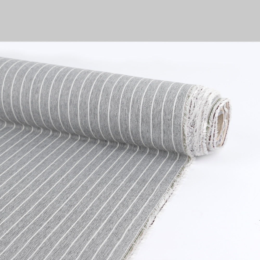 Poly/Cotton Herringbone Stripe - Granite - Image 3