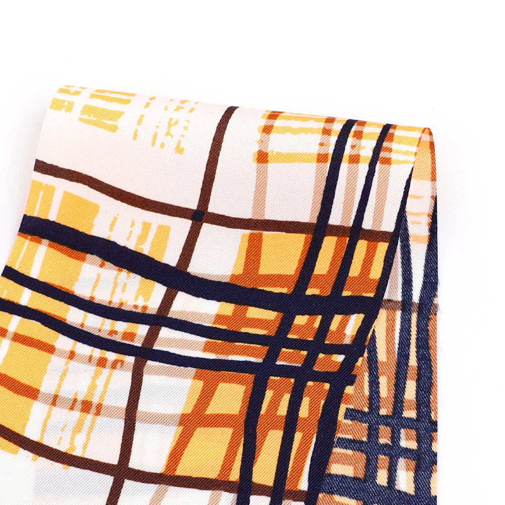 Printed Plaid Poly Twill - Orange Glow