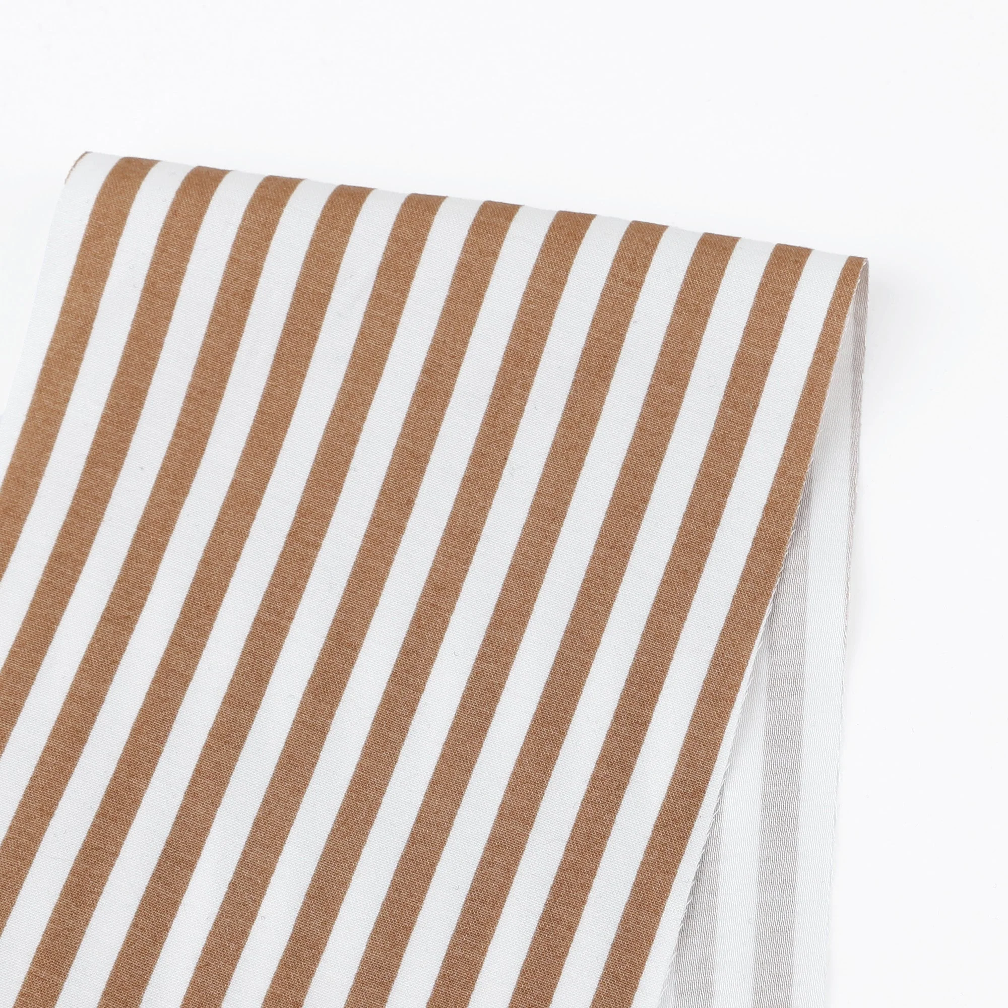 Printed Stripe Stretch Organic Cotton - Fudge