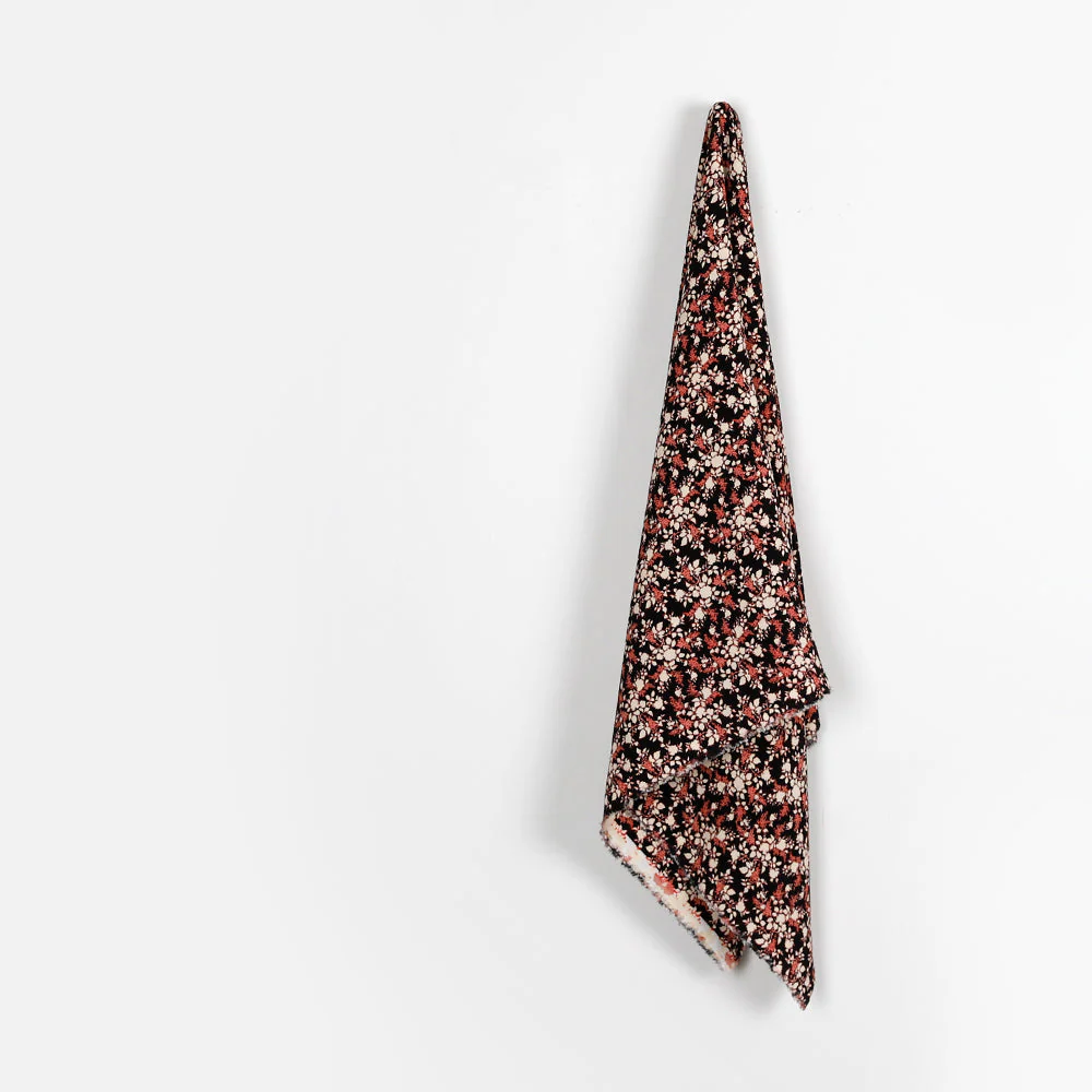 Red Shadow Floral Viscose Crepe - Black - Image 2