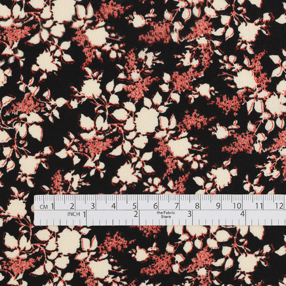 Red Shadow Floral Viscose Crepe - Black - Image 4