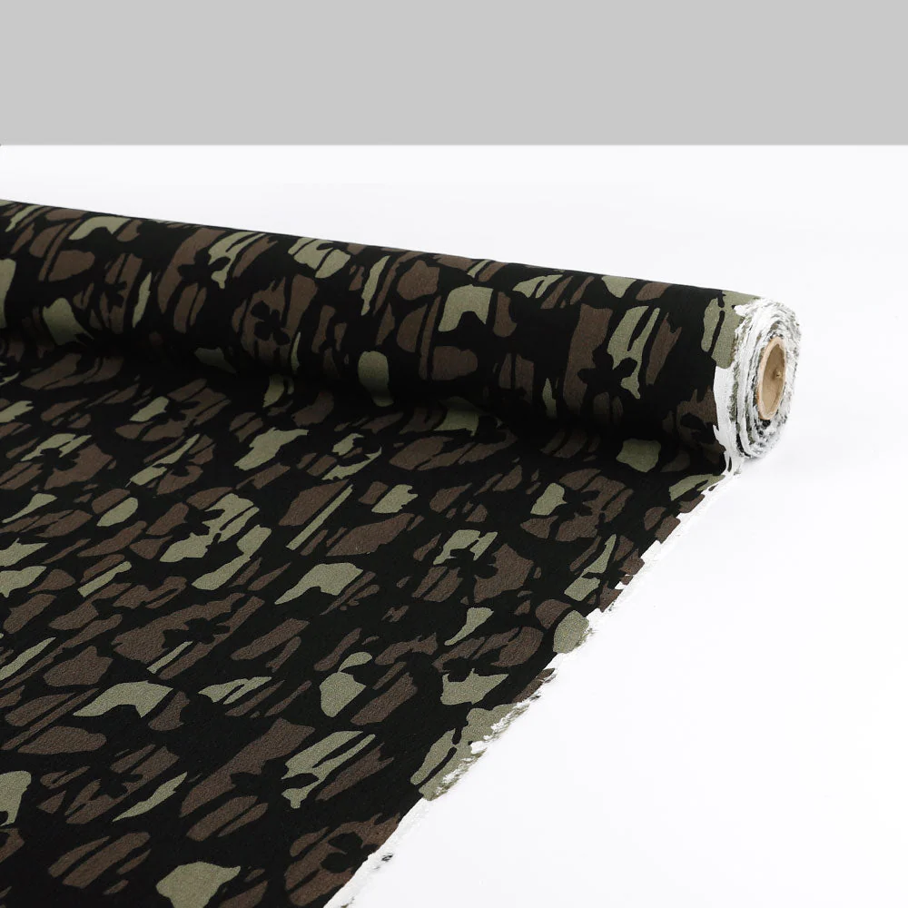 Retro Camo Viscose Crepe - Sage - Image 3