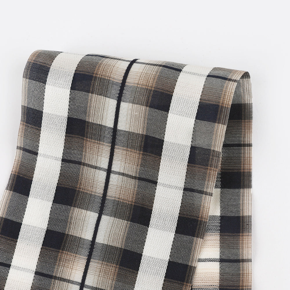 Satin Stripe Viscose/Cotton Plaid - Ink