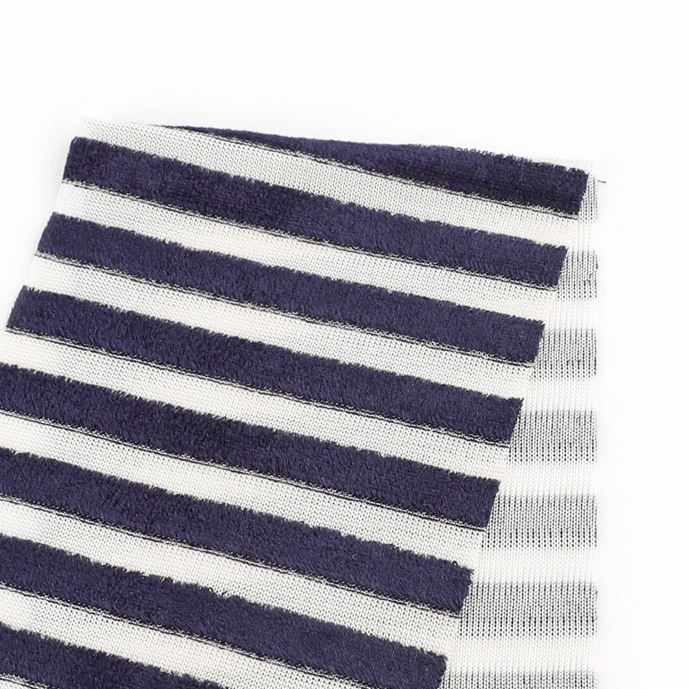 Sheer Velour Stripe Viscose Knit - Cream/Navy