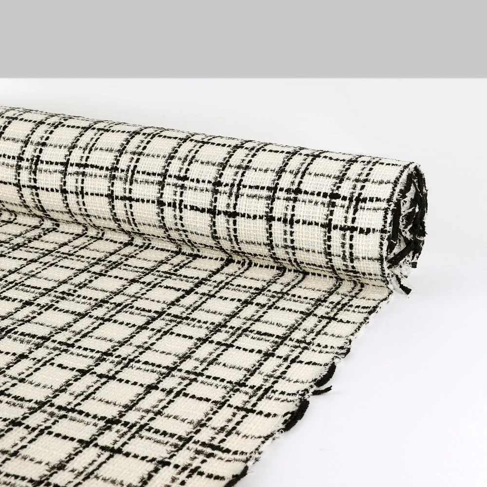 Shimmer Check Tweed - Black/White - Image 3