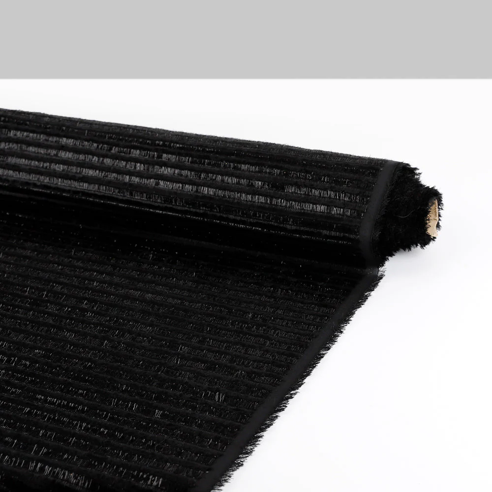 Shimmer Fringe Poly/Viscose - Black - Image 3