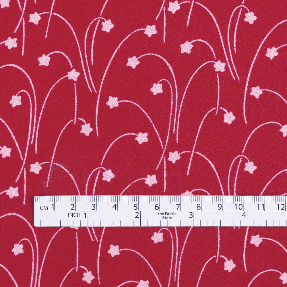 Shooting Star Satin Backed Crepe - Raspberry - Image 4