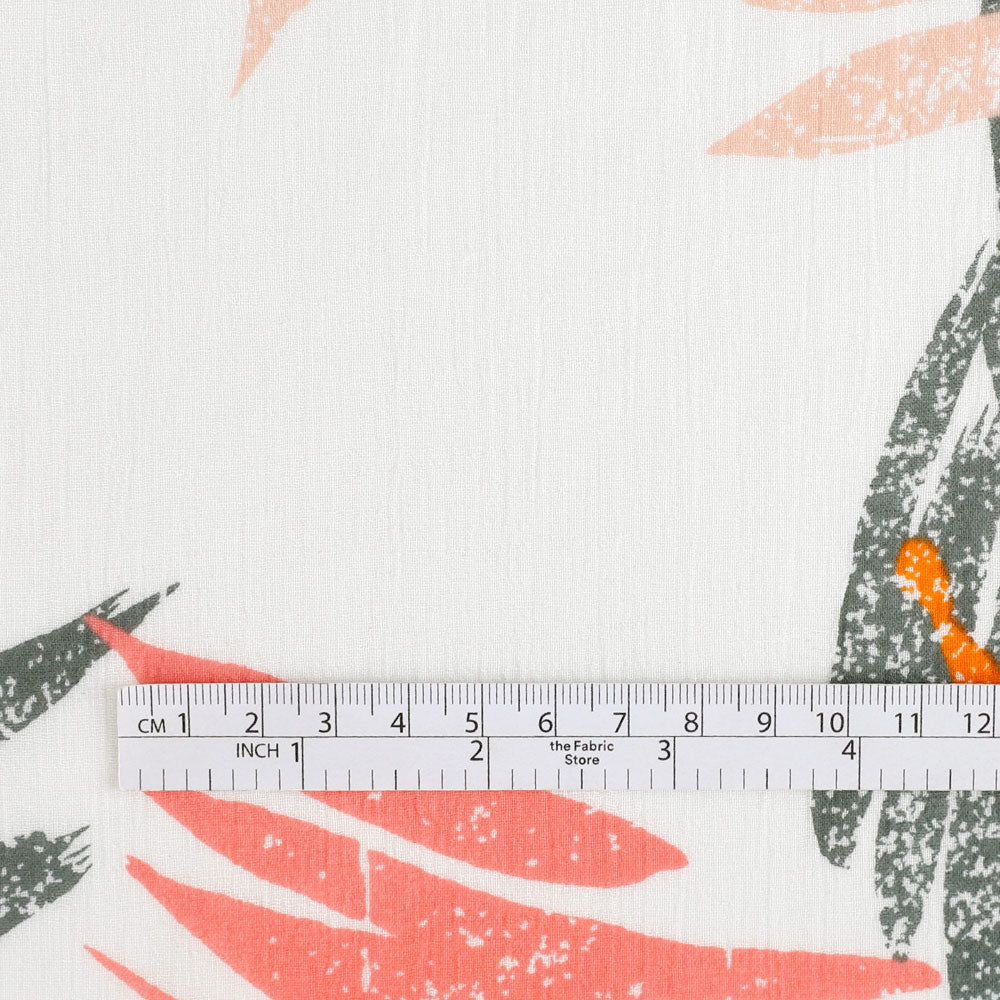 Slash leaf Cotton Muslin - Orange/Pink - Image 4