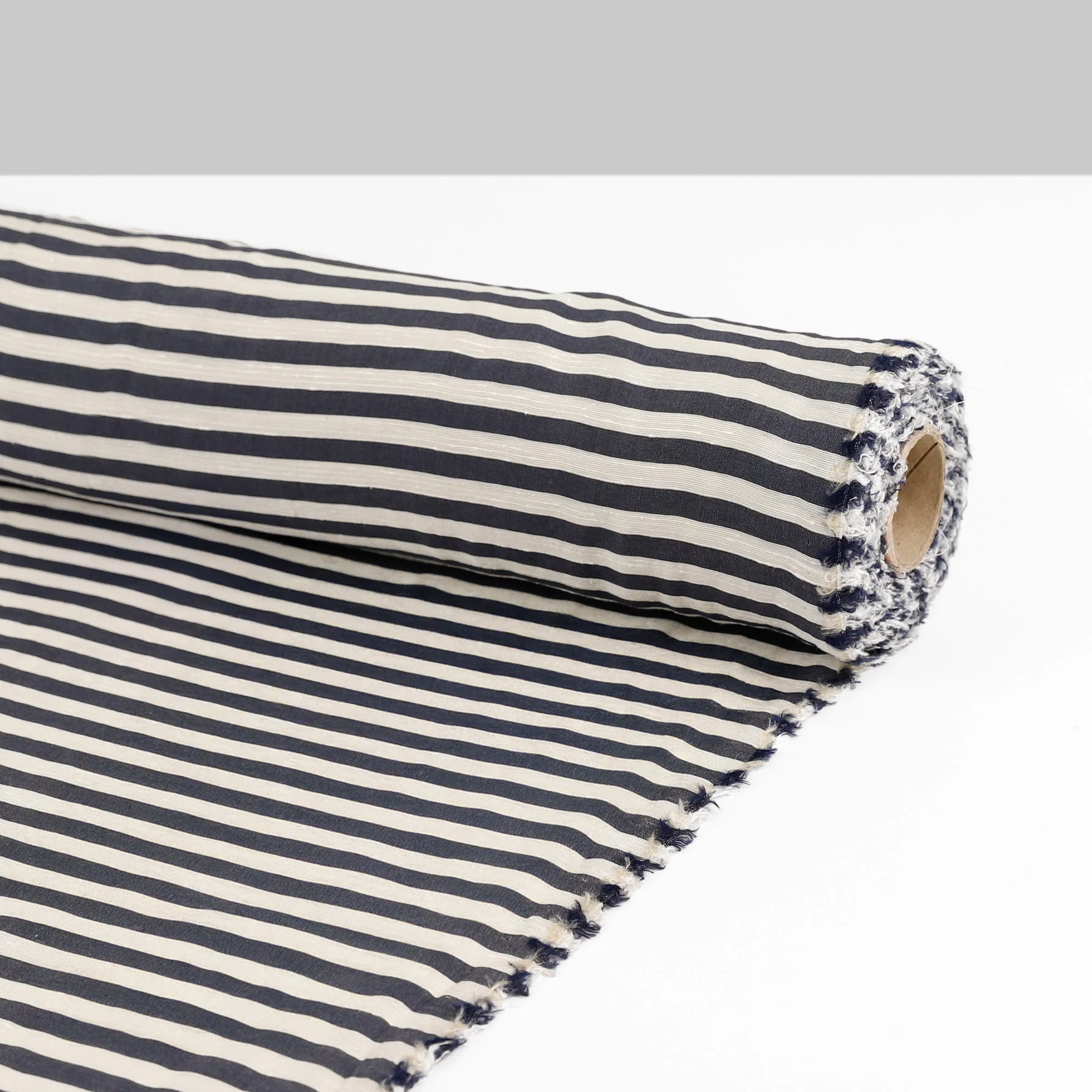 Slubby Stripe Viscose/Silk - Navy - Image 3