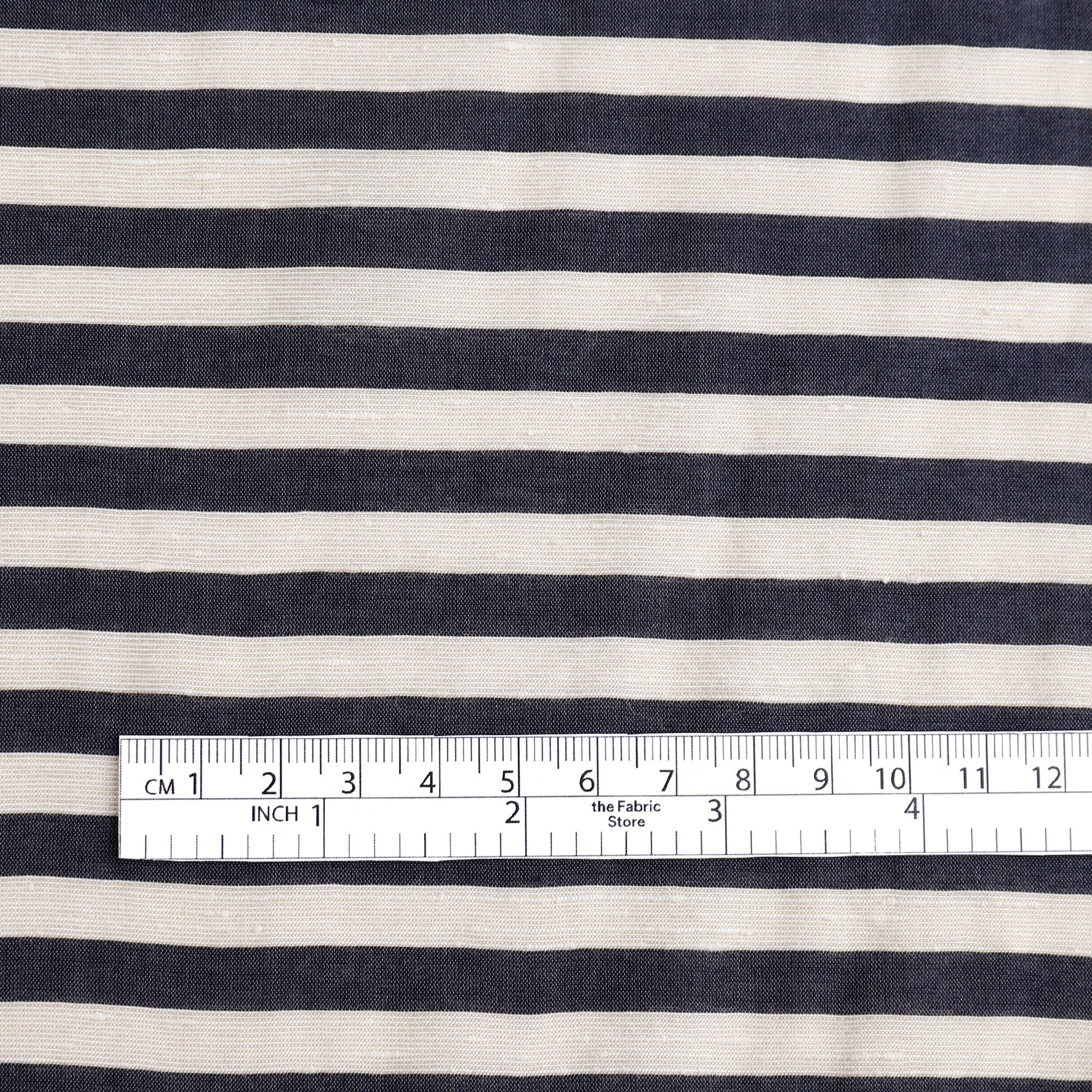 Slubby Stripe Viscose/Silk - Navy - Image 4