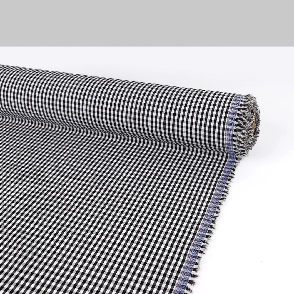 Small Gingham Cotton Shirting - Black - Image 3