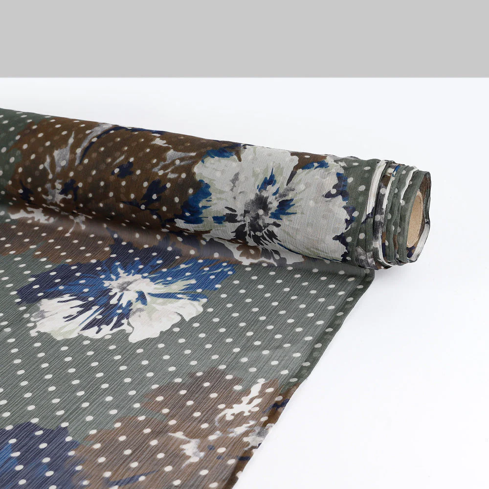 Spotty Carnation Silk Yoryu - Fern - Image 3