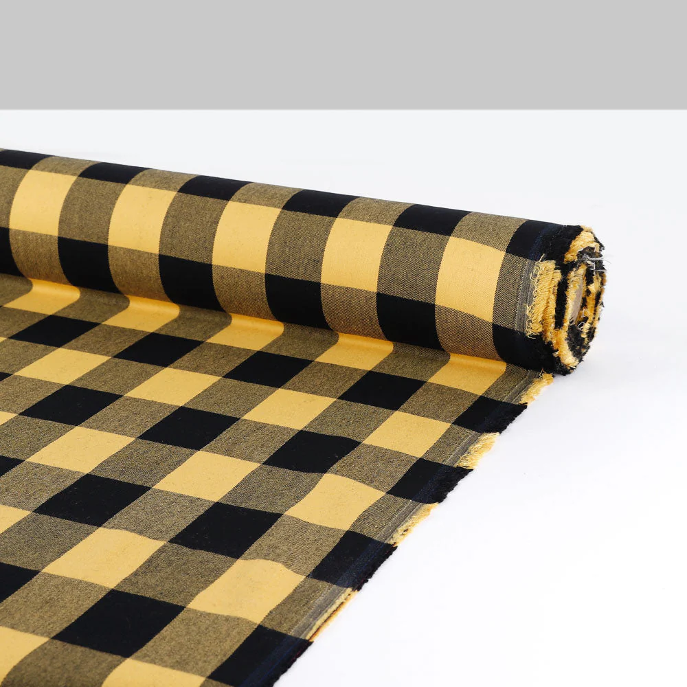 Stretch Cotton/Viscose Buffalo Check - Bumblebee - Image 3