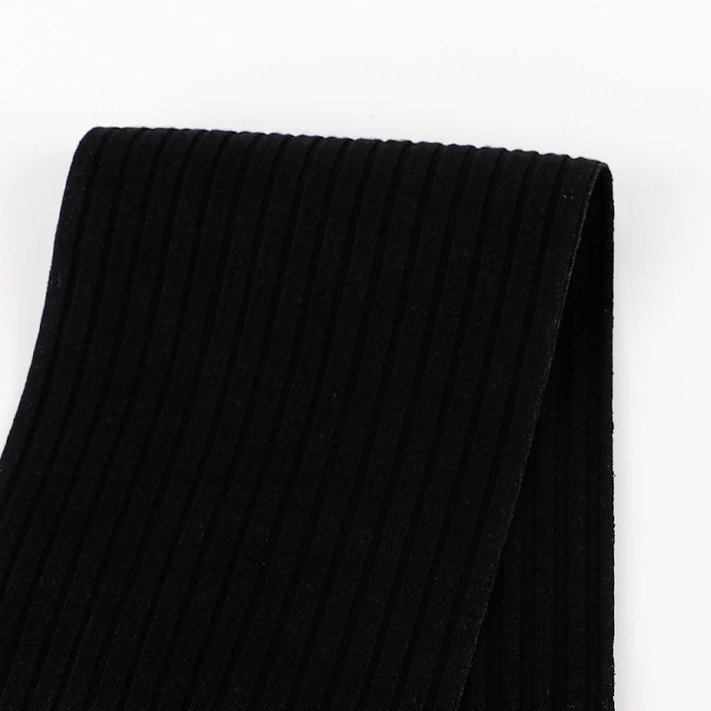 Stretch Viscose/Nylon 6x4 Rib - Black