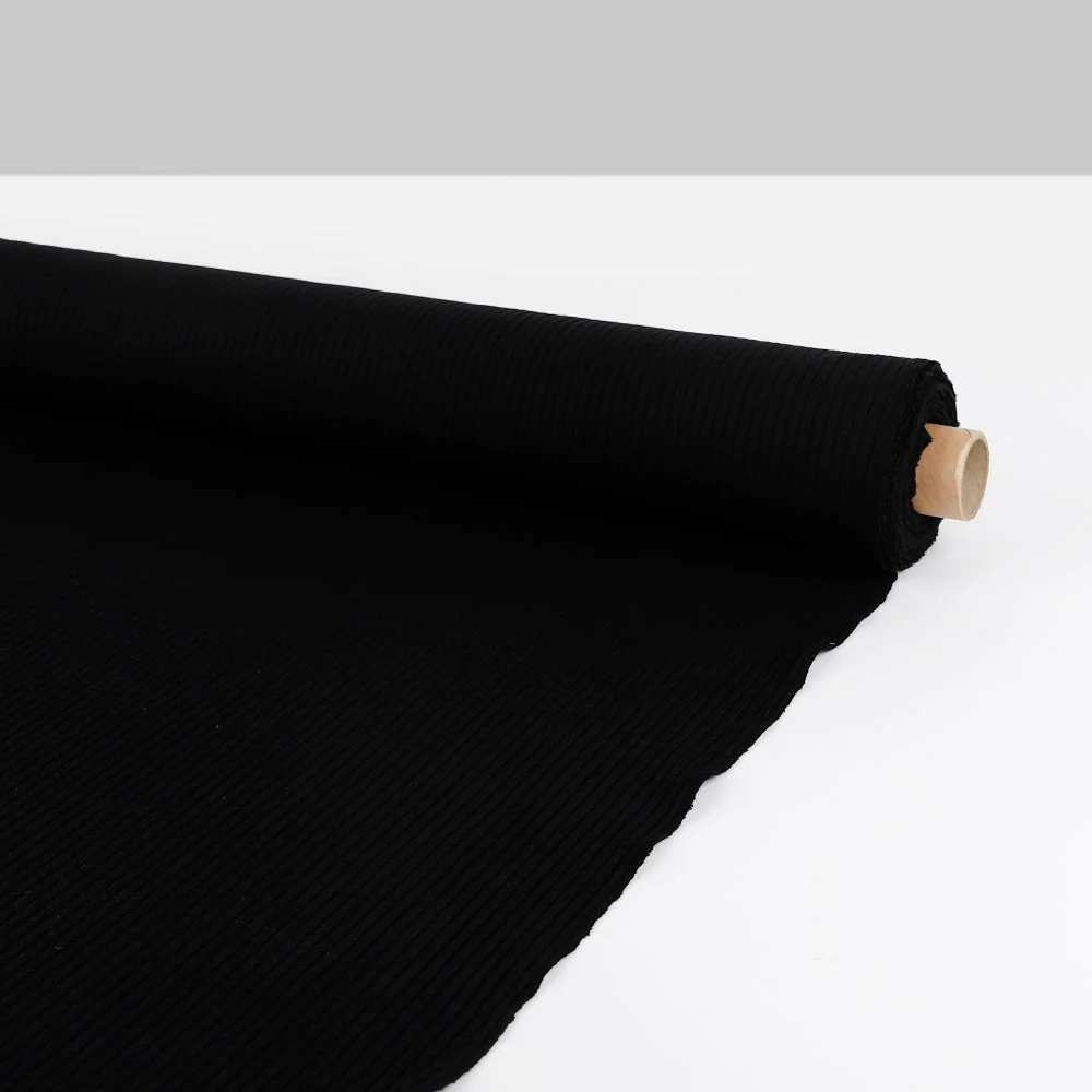 Stretch Viscose/Nylon 6x4 Rib - Black - Image 3