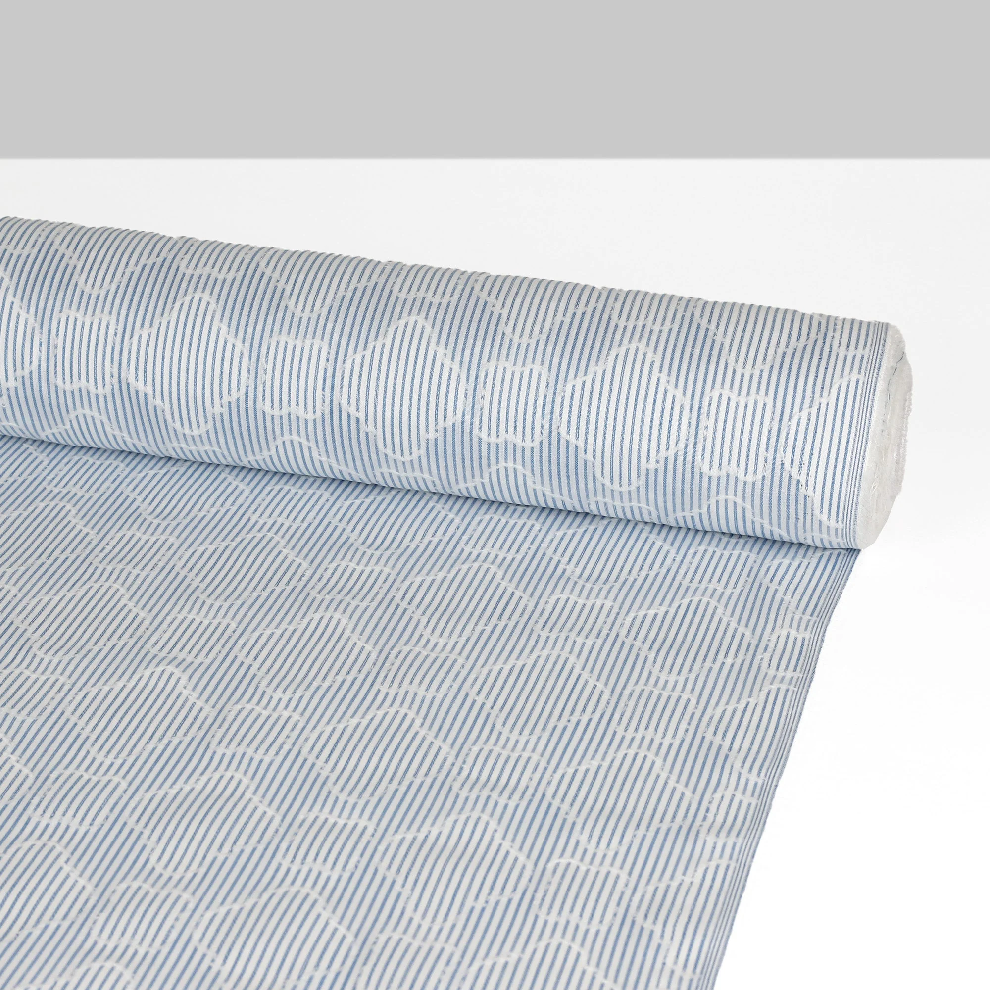 Striped Cotton/Poly Tile Fil Coupe - Blue - Image 3