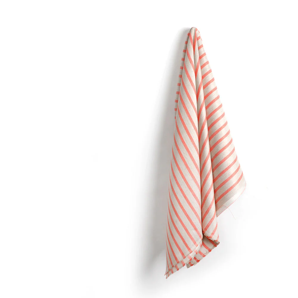 Striped Linen/Rayon - Natural/Coral - Image 2